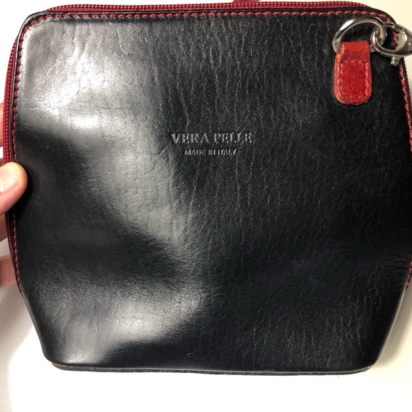 Vera Pelle Genuine Leather Crossboby Square Bag Long Shoulder Strap Convertible - Picture 3 of 15